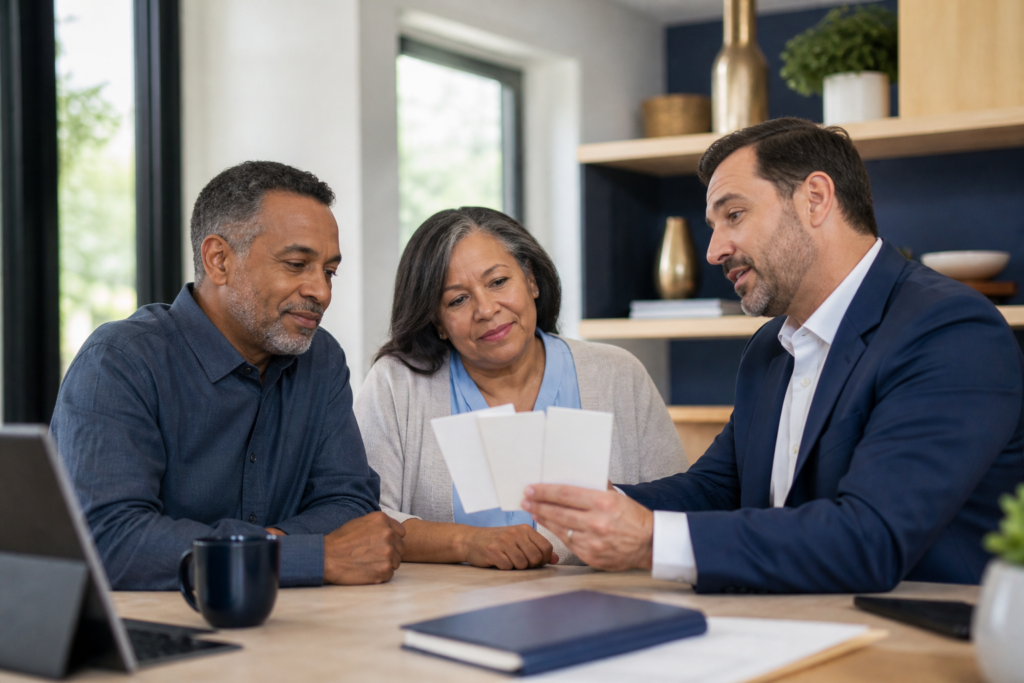 Medicare advisor helping a couple compare coverage options